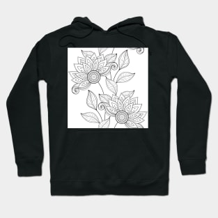 Non Colored Spring Pattern with Floral Motifs Hoodie